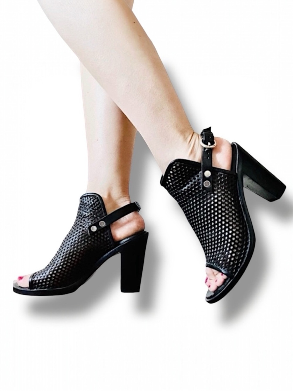 NEW! Rag & Bone Black Wyatt Open Toe Sling Back Booties Sz 9